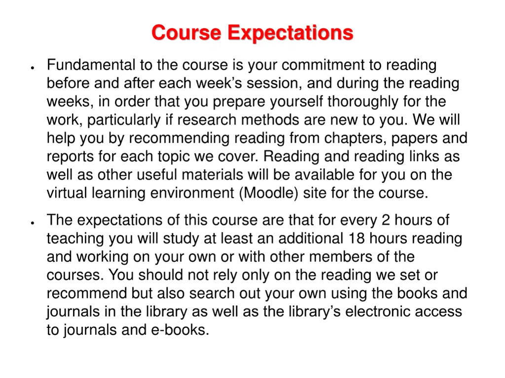 course expectations
