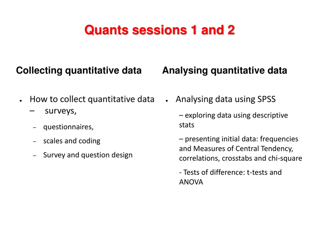 quants sessions 1 and 2