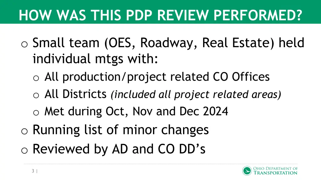 how was this pdp review performed