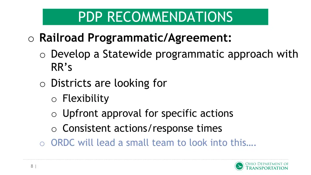 pdp recommendations o railroad programmatic