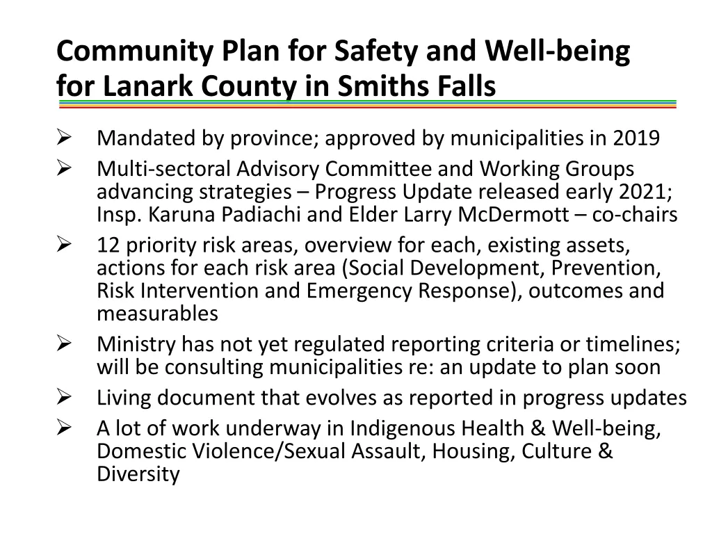 community plan for safety and well being