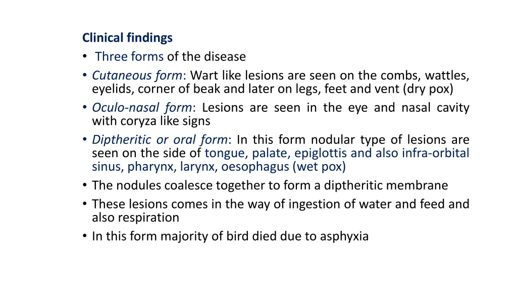 clinical findings three forms of the disease