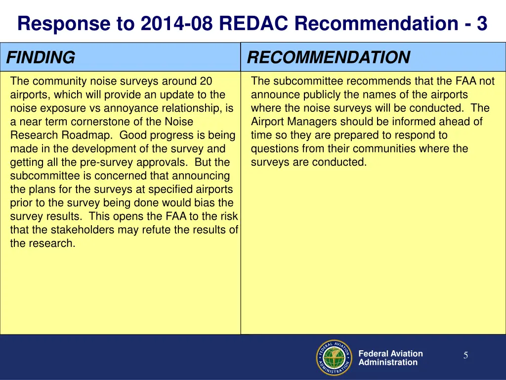 response to 2014 08 redac recommendation 3