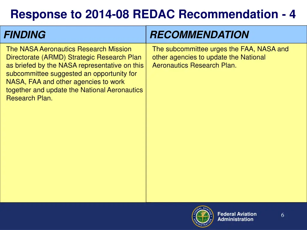 response to 2014 08 redac recommendation 4