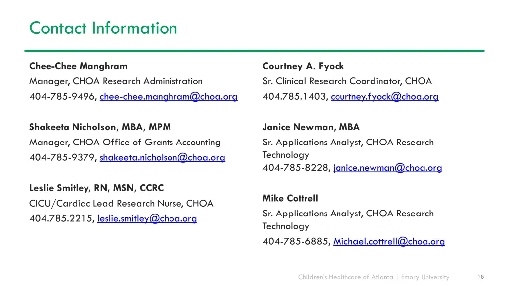 contact information