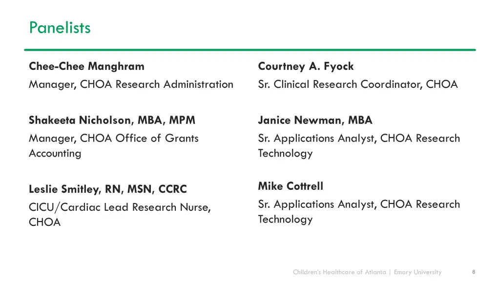 panelists