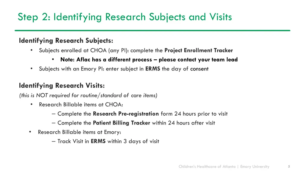 step 2 identifying research subjects and visits