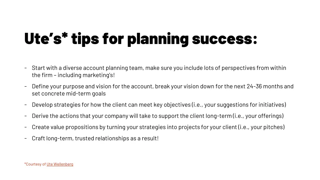 ute s tips for planning success