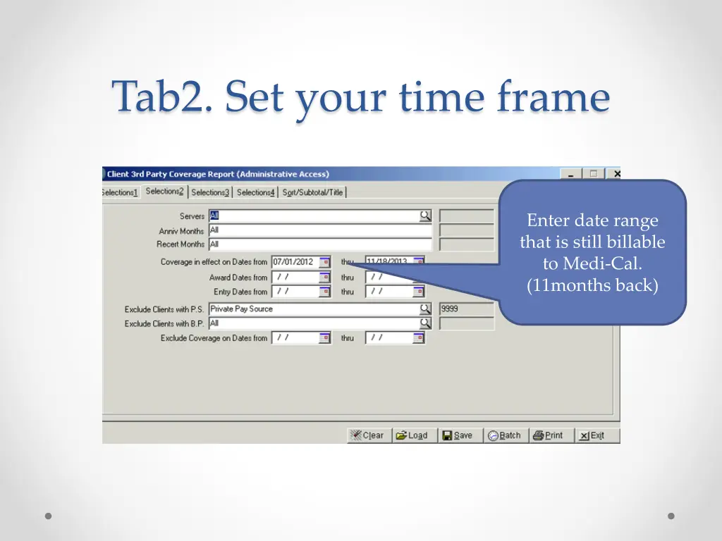tab2 set your time frame