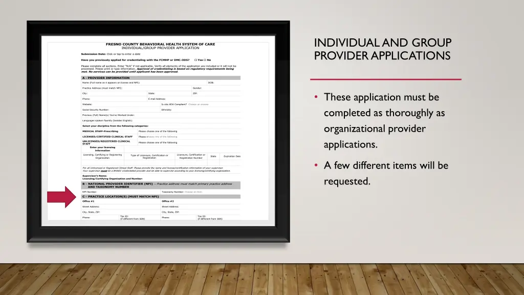 individual and group provider applications