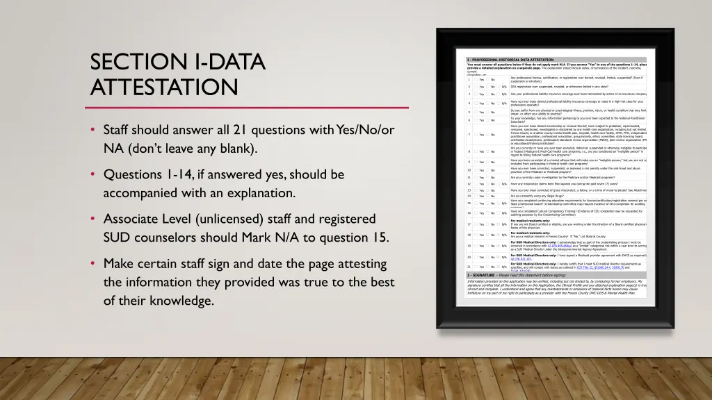 section i data attestation