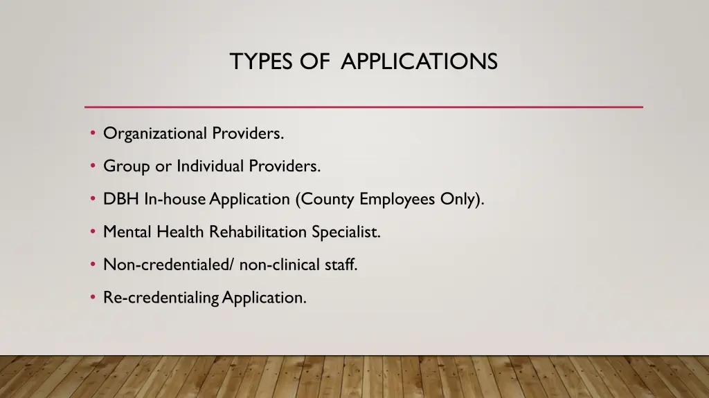 types of applications