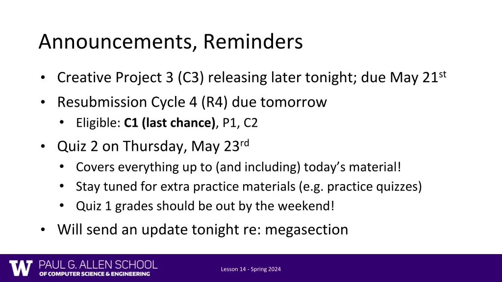 announcements reminders