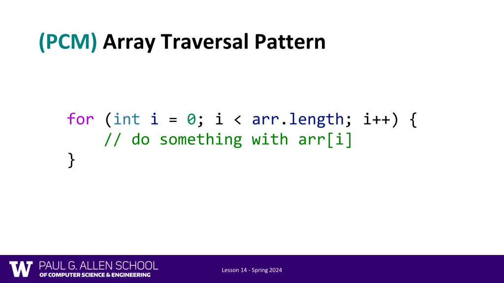 pcm array traversal pattern