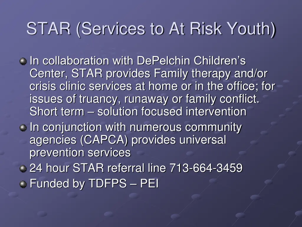 star services to at risk youth