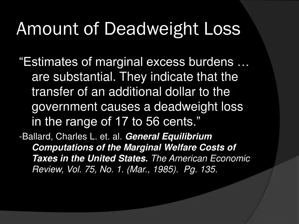 amount of deadweight loss