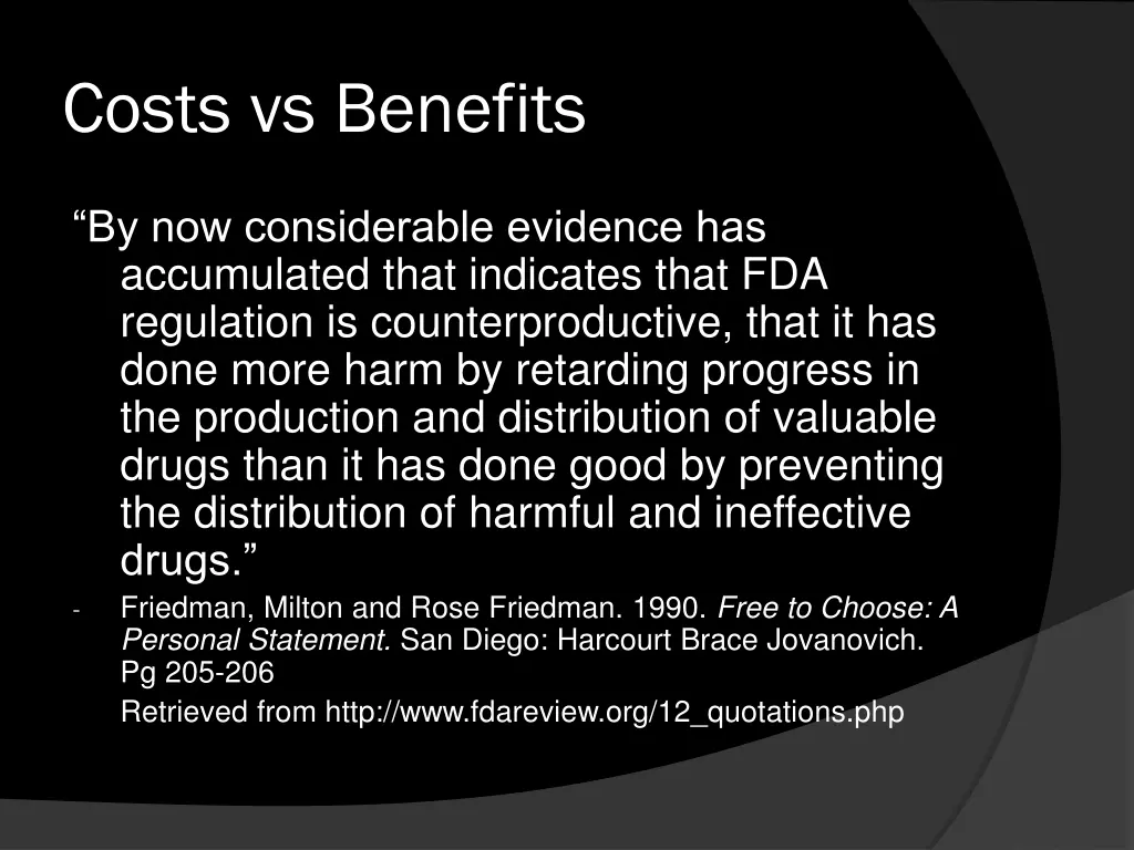 costs vs benefits