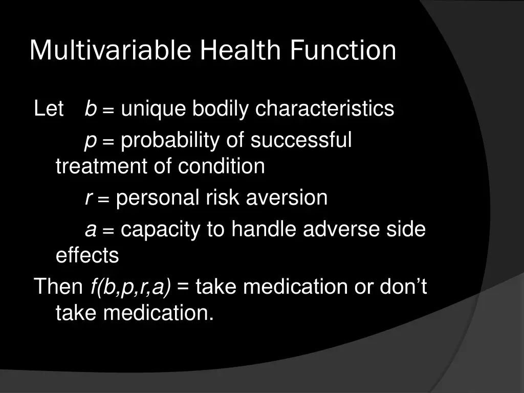 multivariable health function