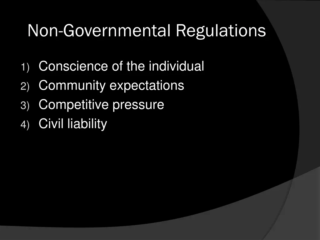 non governmental regulations