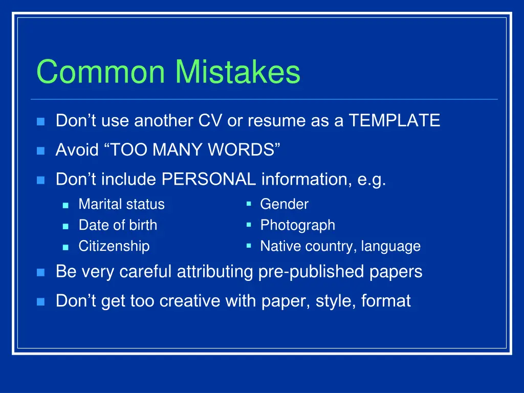 common mistakes
