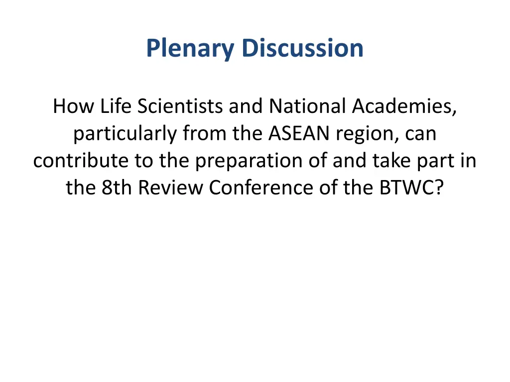 plenary discussion