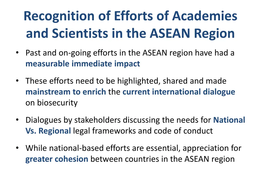 recognition of efforts of academies