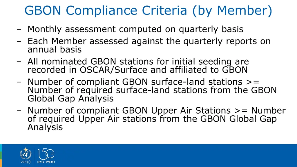 gbon compliance criteria by member