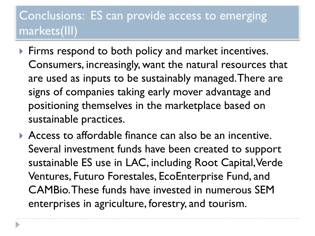 conclusions es can provide access to emerging 1