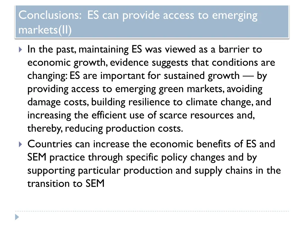 conclusions es can provide access to emerging