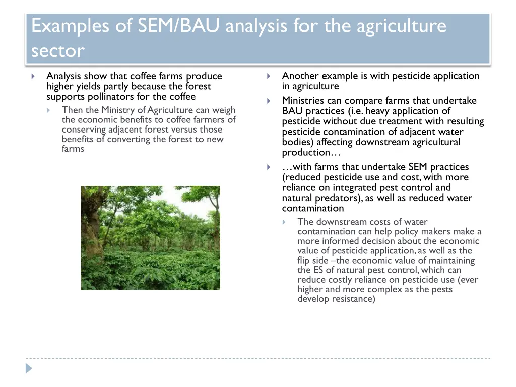 examples of sem bau analysis for the agriculture