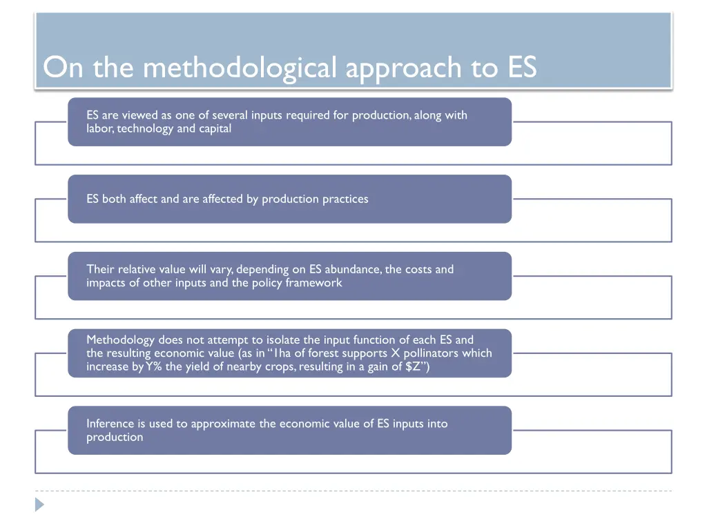 on the methodological approach to es