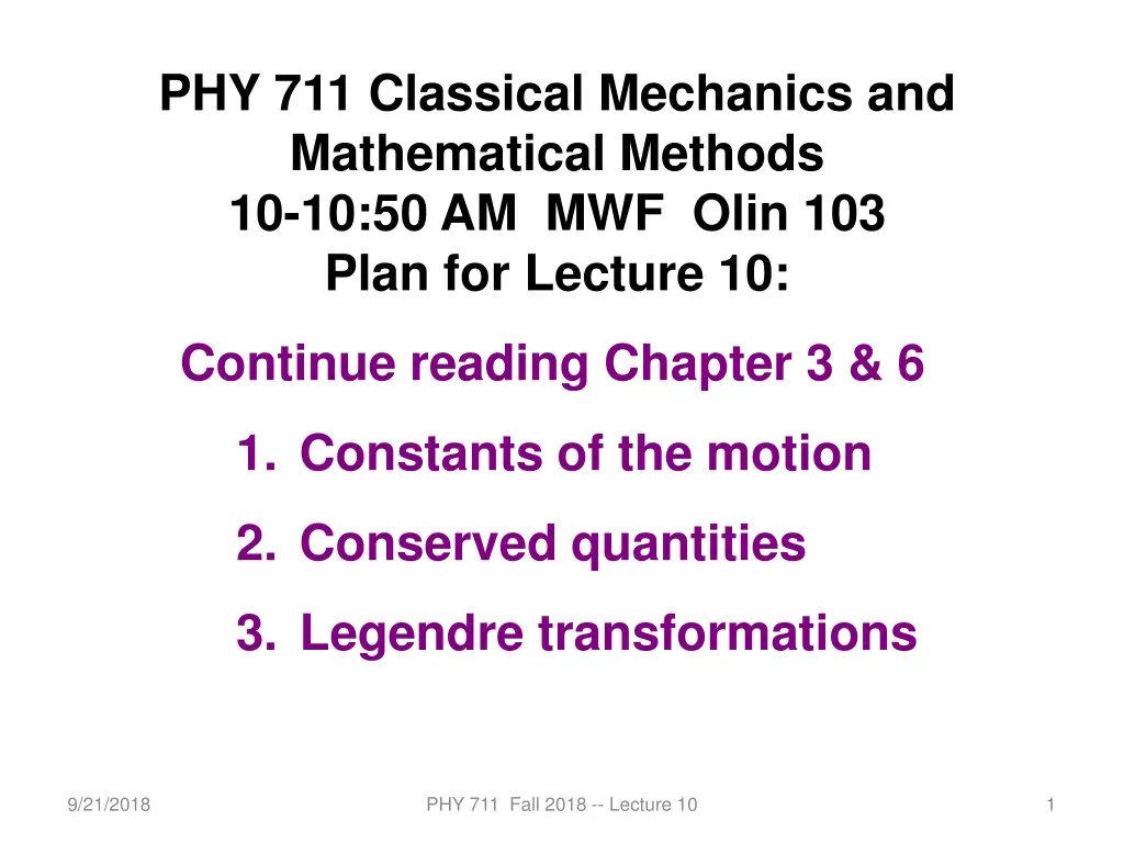 phy 711 classical mechanics and mathematical