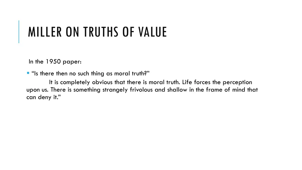 miller on truths of value 1