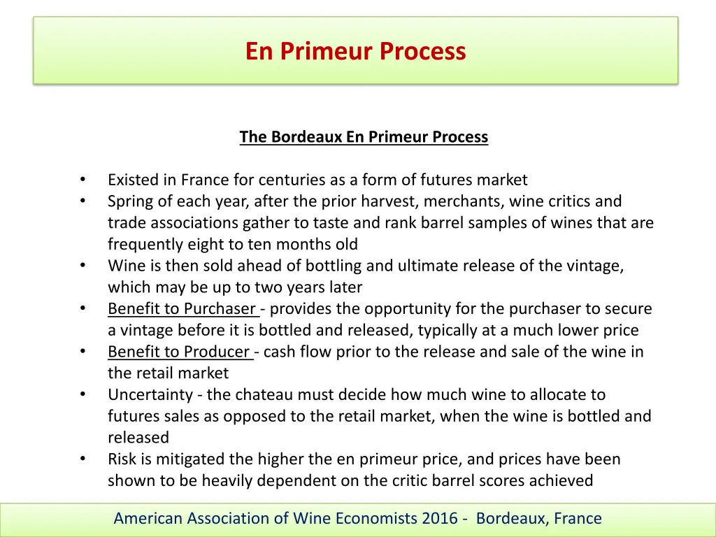 en primeur process