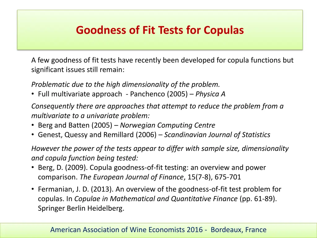 goodness of fit tests for copulas 1