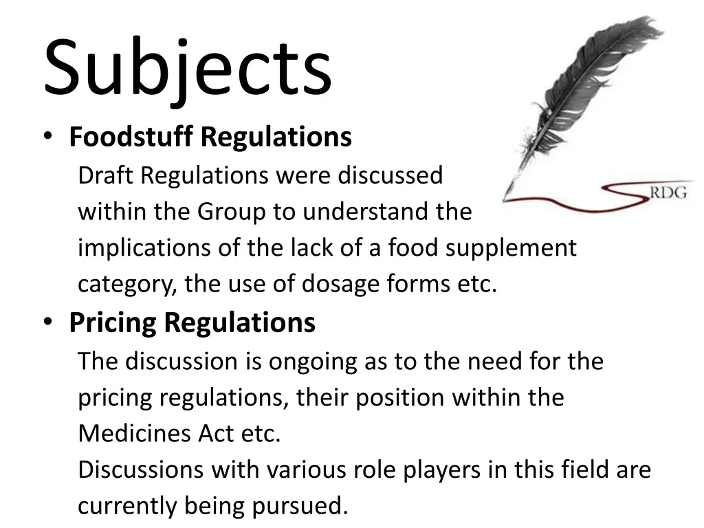 subjects foodstuff regulations draft regulations