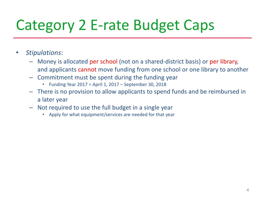 category 2 e rate budget caps 1