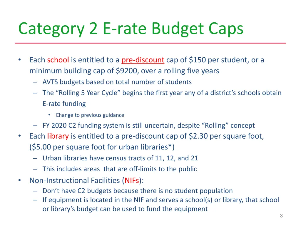 category 2 e rate budget caps