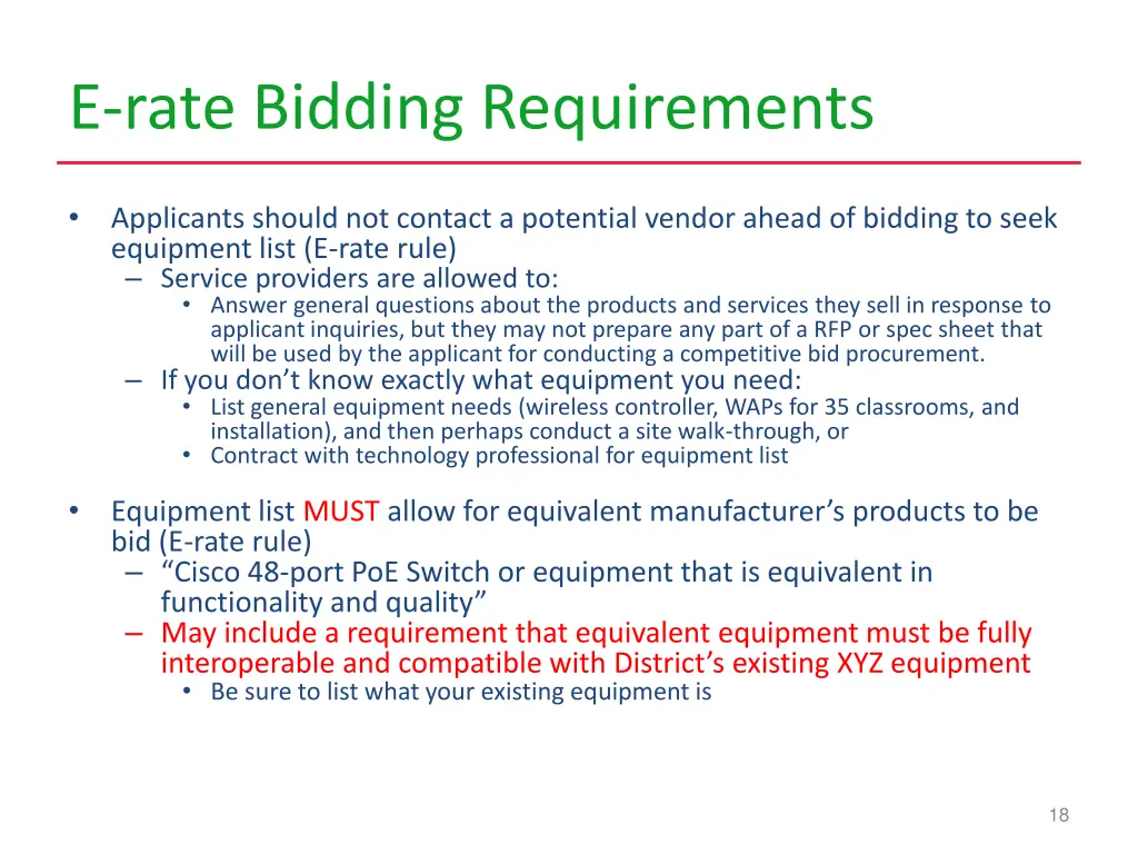 e rate bidding requirements