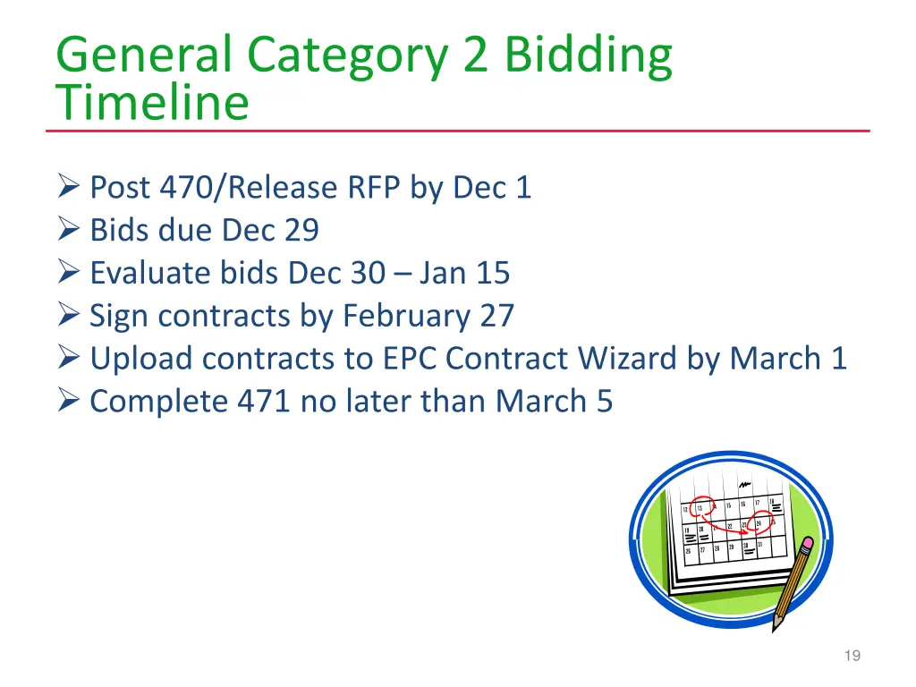 general category 2 bidding timeline