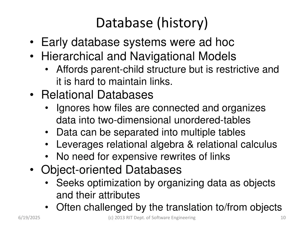 database history