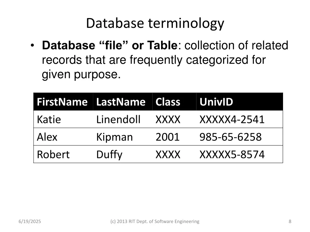 database terminology 1