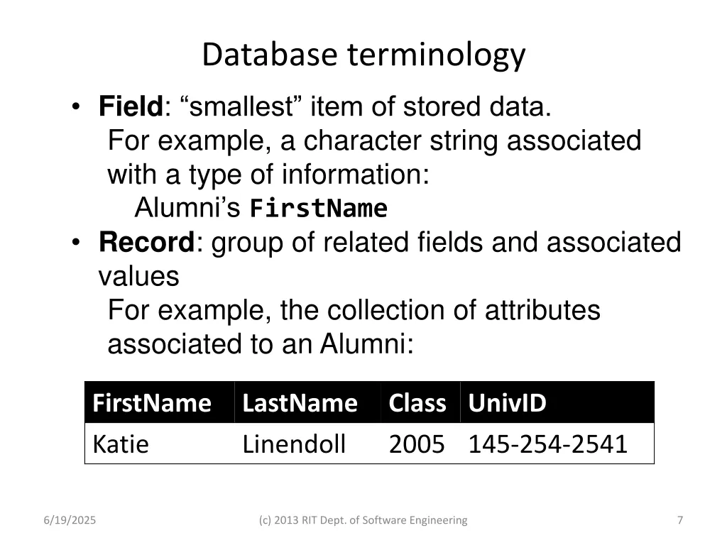 database terminology