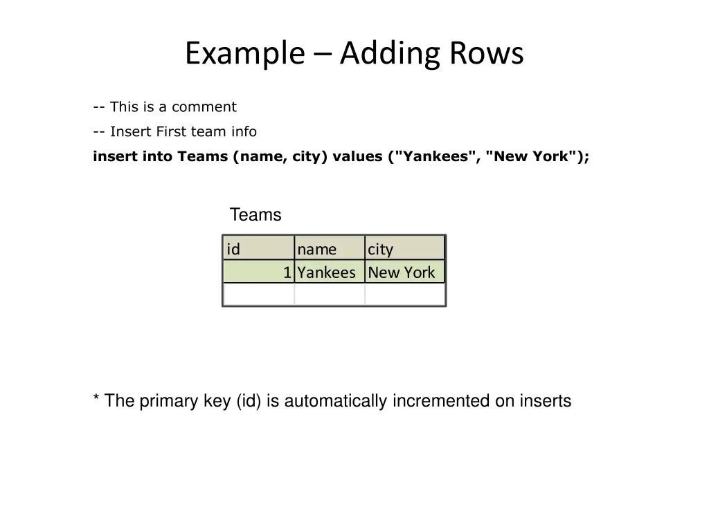 example adding rows