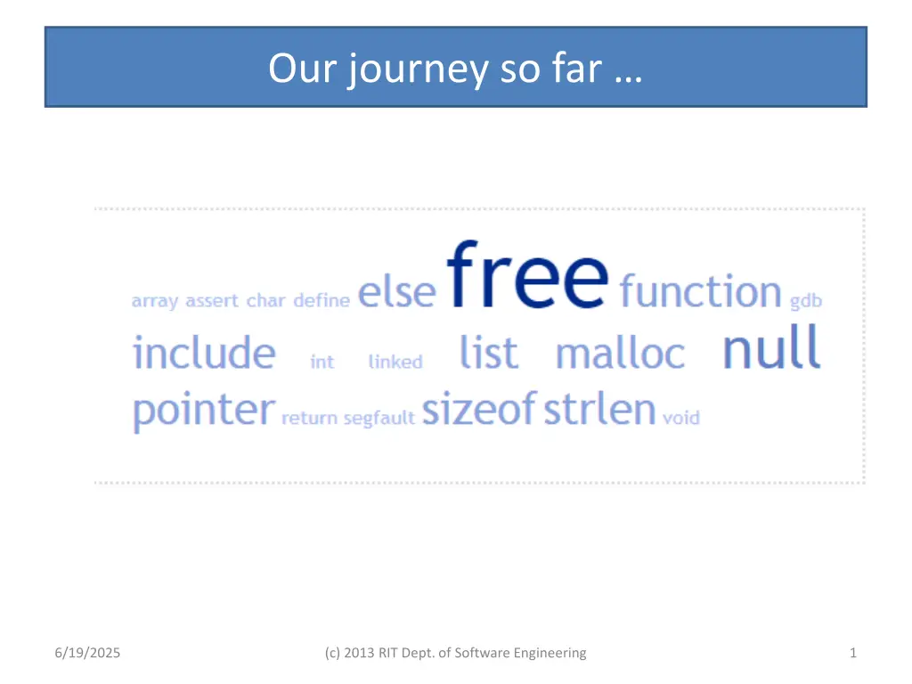 our journey so far