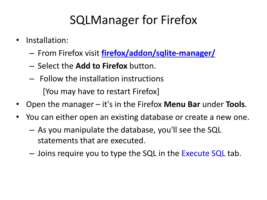 sqlmanager for firefox
