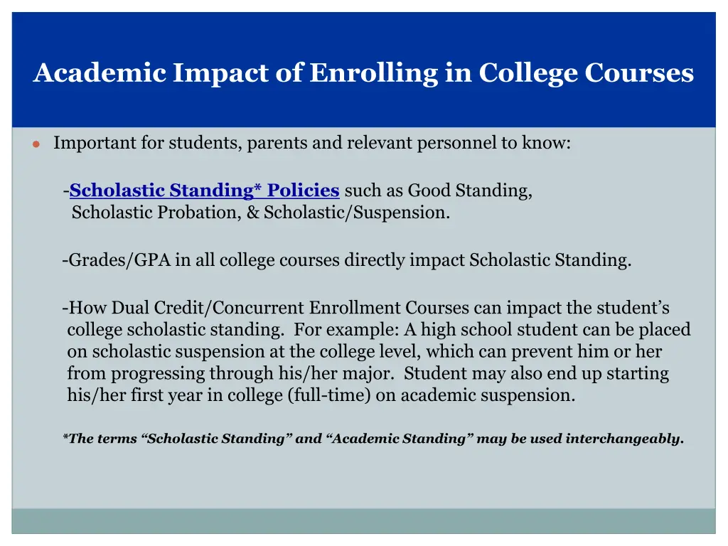academic impact of enrolling in college courses