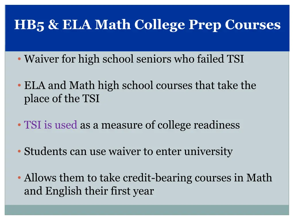 hb5 ela math college prep courses