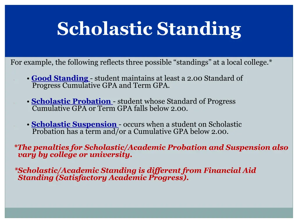 scholastic standing