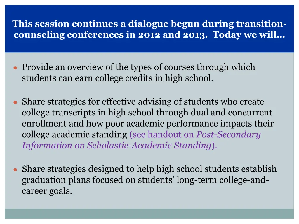 this session continues a dialogue begun during